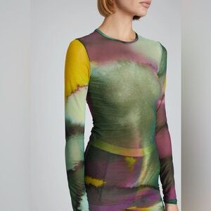 Dries Van Noten Watercolor Sheer Jersey Top